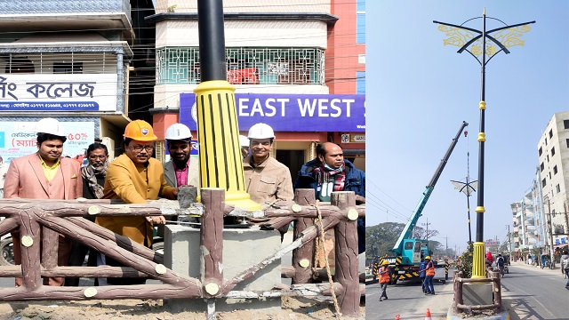 সড়কবাতি বসানোর উদ্বোধন করেন মেয়র লিটন।